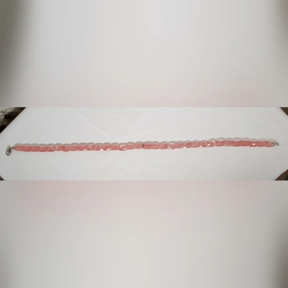 Vintage Strawberry Quartz Faceted Gemstones Necklace. - Picture 2 of 5